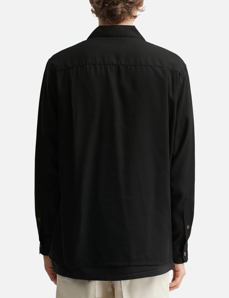 Wacko Maria Tim Lehi / 50's Open Collar Shirt - Black tencel shirt
