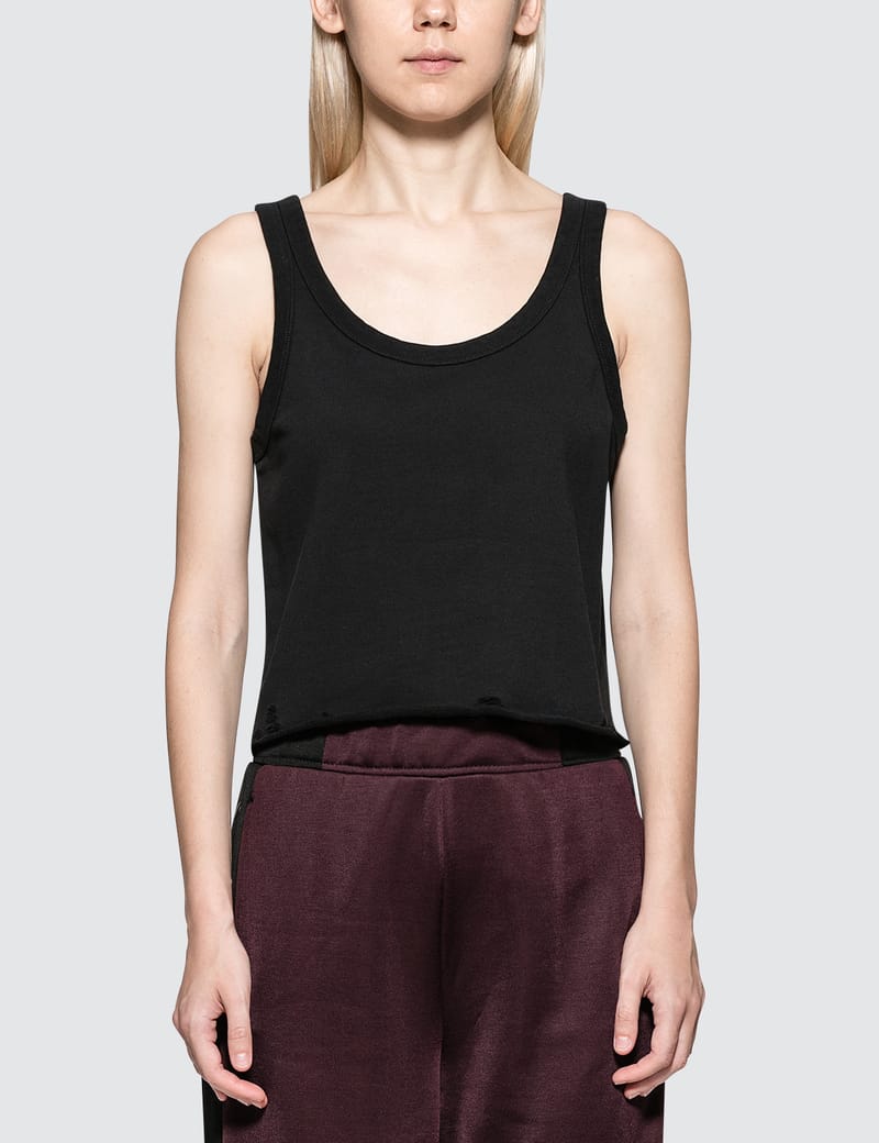 【ALEXANDER WANG】DISTRESSED MUSCLE TEE M Alexander Wang Black Distressed T-Shirt Alexander Wang