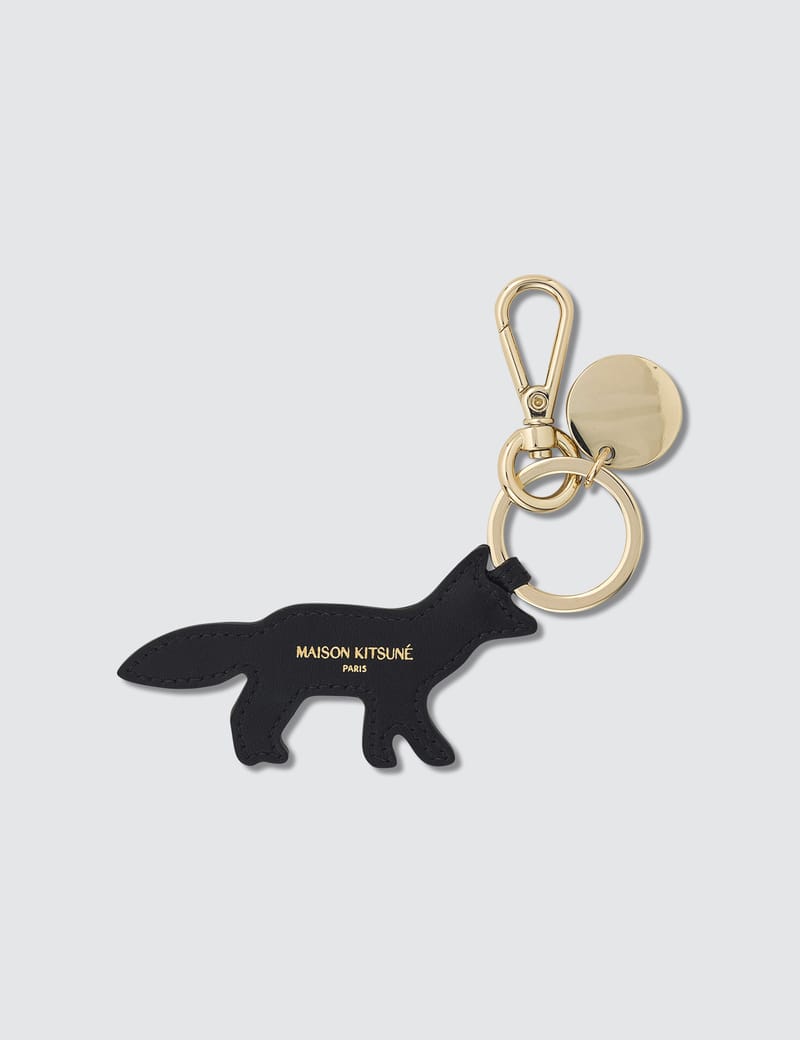 Maison Kitsuné - Leather Tricolor Fox Keyring | HBX - Globally