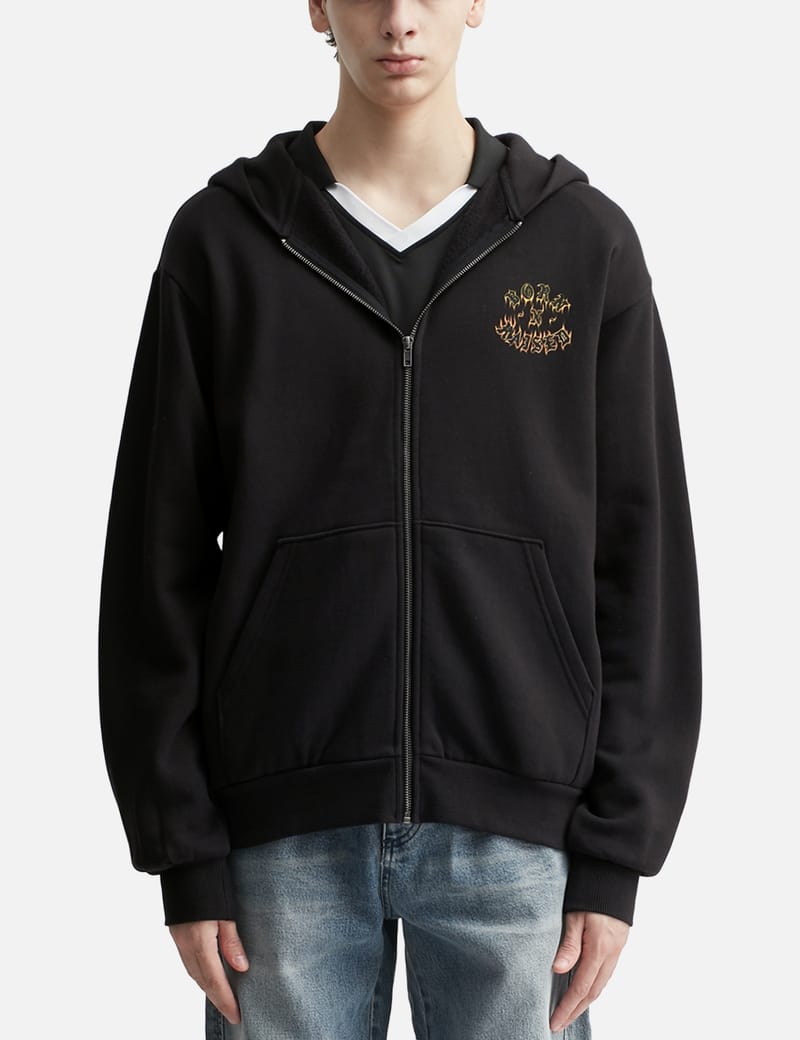 【BLACK】Guadalupe zip hoodie Born x Raised Guadalupe Zip Up Hoodie - Black relaxed-fit hoodie