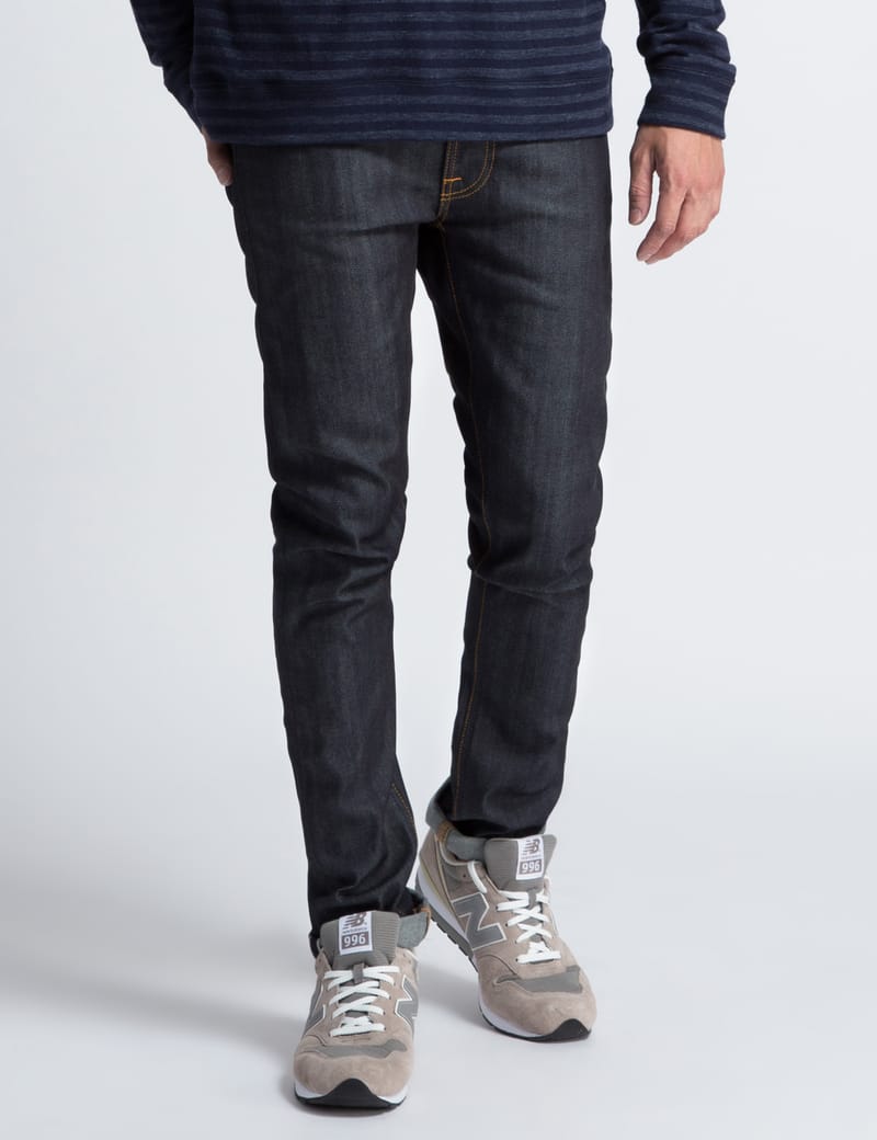 Nudie Jeans - Tape Ted Dry Selvage Comfort Blue Denim Jeans | HBX