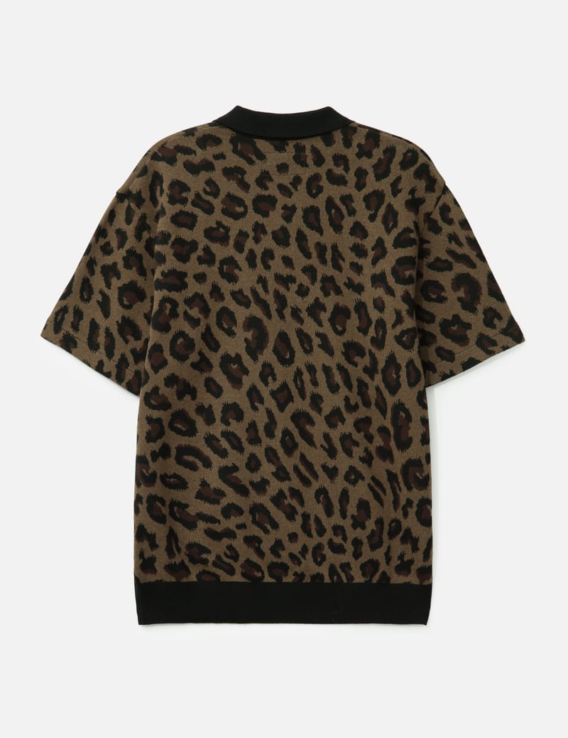 トップス WACKO MARIA / KNIT POLO SHIRT LEOPARD L Wacko Maria - Leopard Knit Jacquard Polo Shirt | HBX
