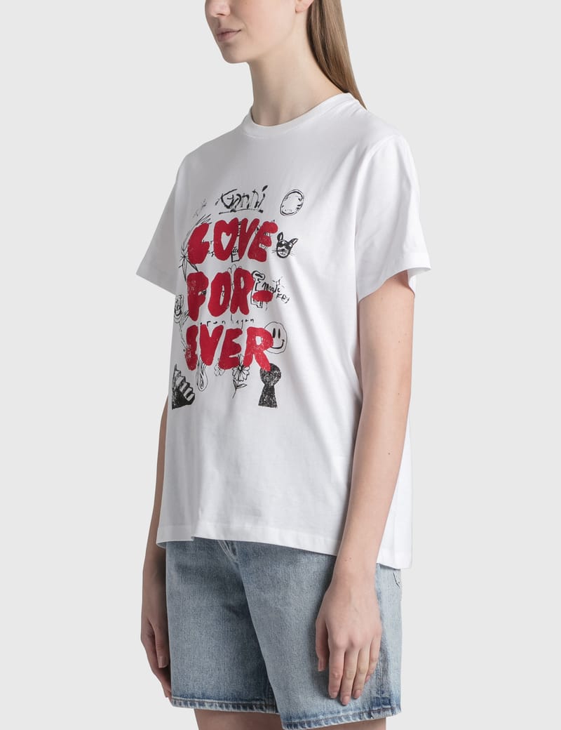 Ganni - Love Forever ロゴ Tシャツ | HBX - ハイプビースト(Hypebeast