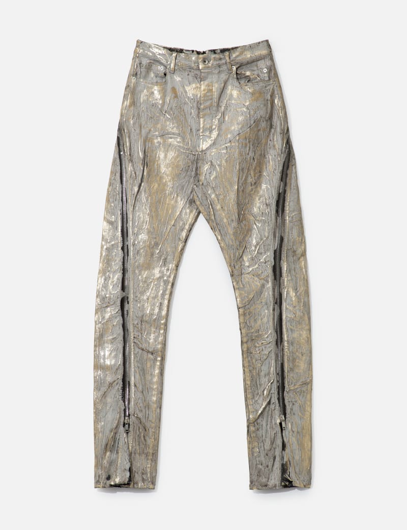 国内発送 RICK OWENS Hollywood Sneaks In Gold Megacrust Denim Rick Owens Tyrone Jean Megacrust Denim Gold – LESS 17