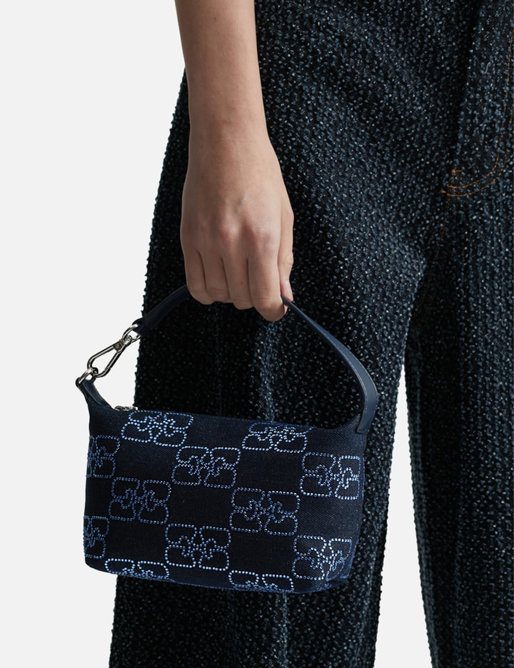 Ganni BLACK DENIM SMALL BUTTERFLY POUCH BOW BAG