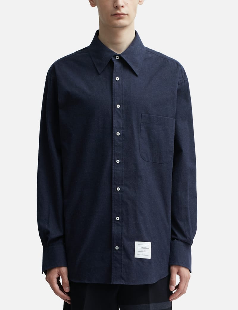 Thom Browne - Cotton Flannel Back Stripe Oversized Shirt | HBX