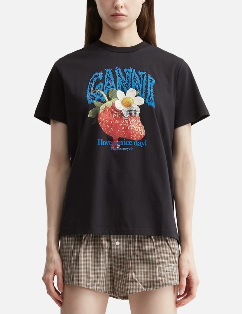 GANNI ストロベリー　Tシャツ　M GANNI Strawberry Relaxed T-Shirt | endource