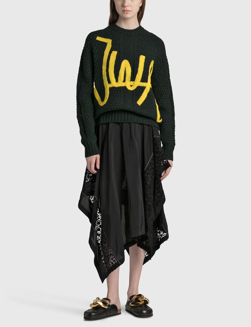 J W Anderson アシンメトリーミディスカート JW Anderson - レースインサート アシンメトリー スカート | HBX
