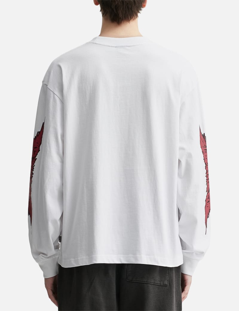 Babylon Long Sleeve Black Metal T-Shirt - White cotton tee with