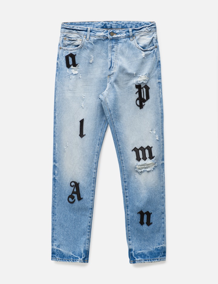Palm Angels - Light Wash Logo Jeans | HBX - Globally Curated Fashion ...