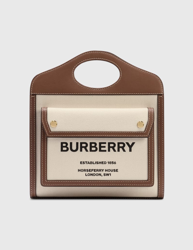 BURBERRY★Mini Two-tone Canvas and Leather Pocket Bag Burberry - Mini Two-tone Canvas and Leather Pocket Bag | HBX