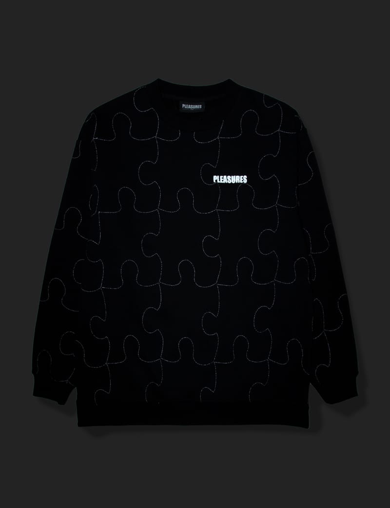【PLEASURES】プレジャーズ Pieces Reflective Crew Pleasures - Pieces Reflective Crewneck | HBX - Globally