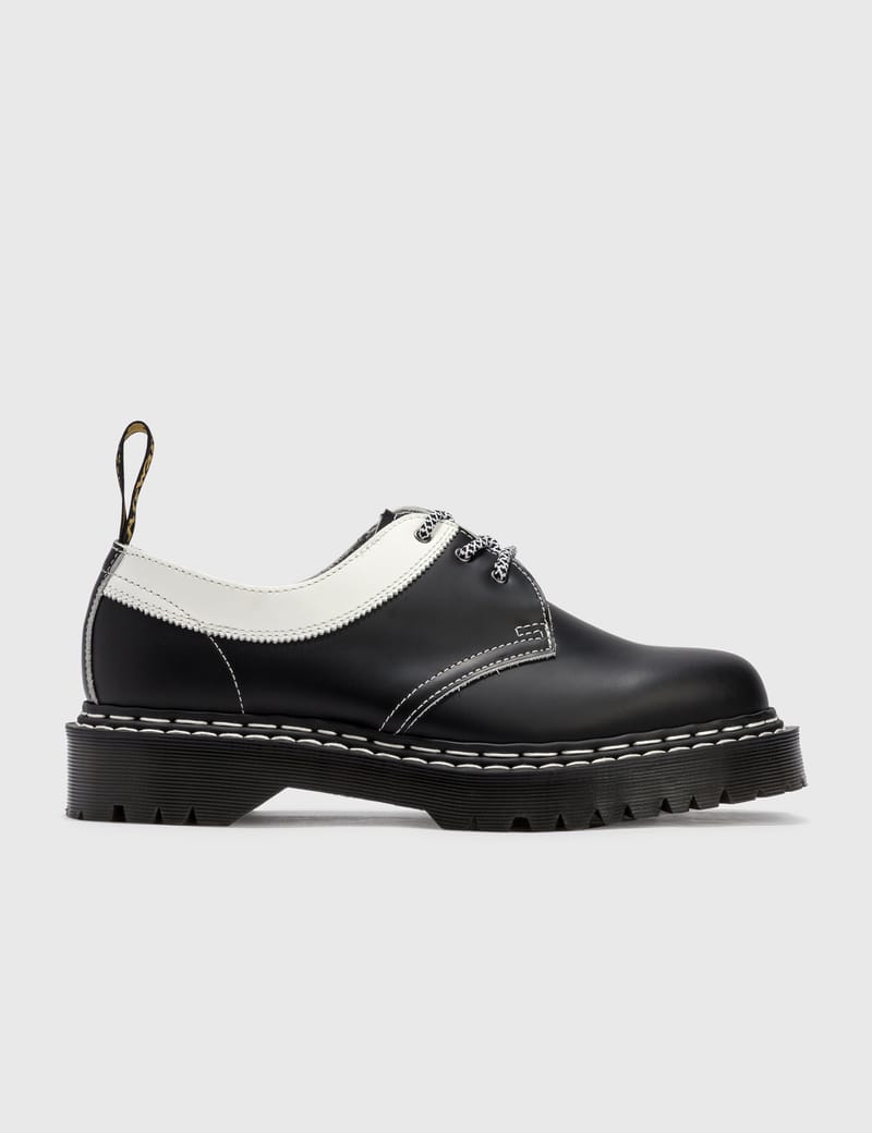 Dr. Martens 1461 White Stitch Shoe in Black | FWRD