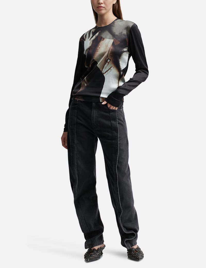 パンツ Y PROJECT Women Straight Pants 107PA002EVERGREENBLACK Black Y/PROJECT - EVERGREEN BANANA SLIM JEANS | HBX - Globally