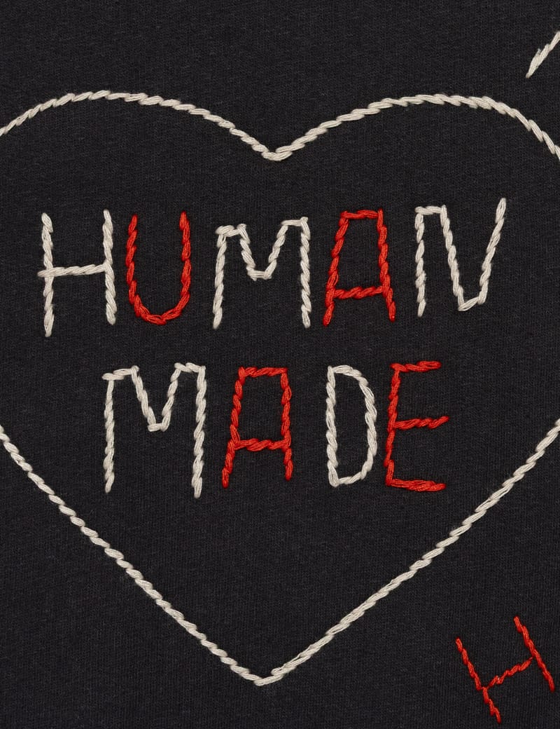 Human Made Embroidered Sweatshirt - Relaxed black brushed cotton