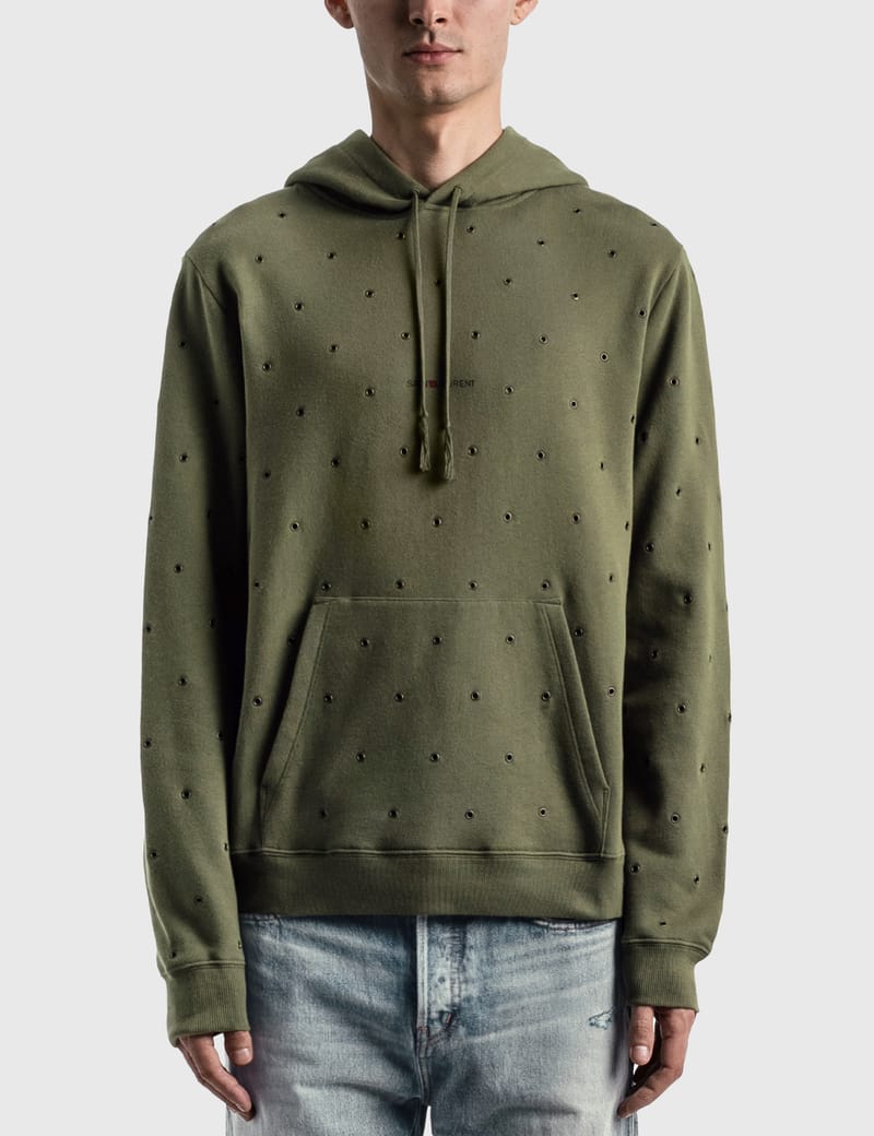 Saint Laurent - Saint Laurent Logo Hoodie With Metal Eyelets