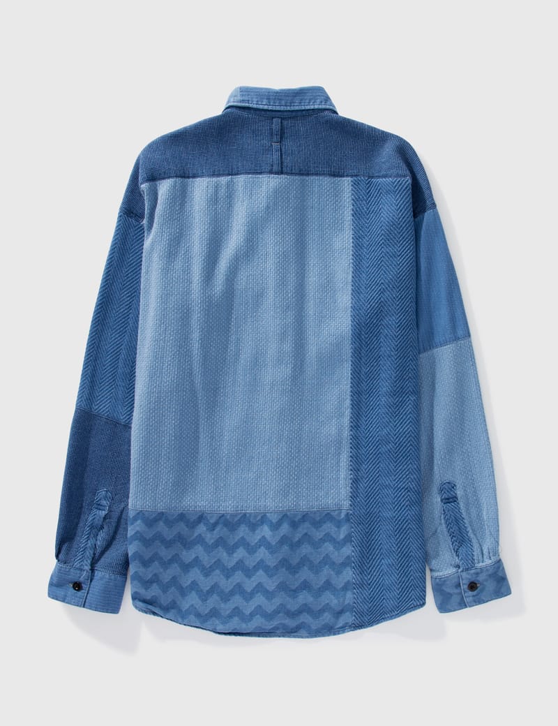 Fdmtl 3 Year Wash Boro Patchwork Shirt In Blue | ModeSens