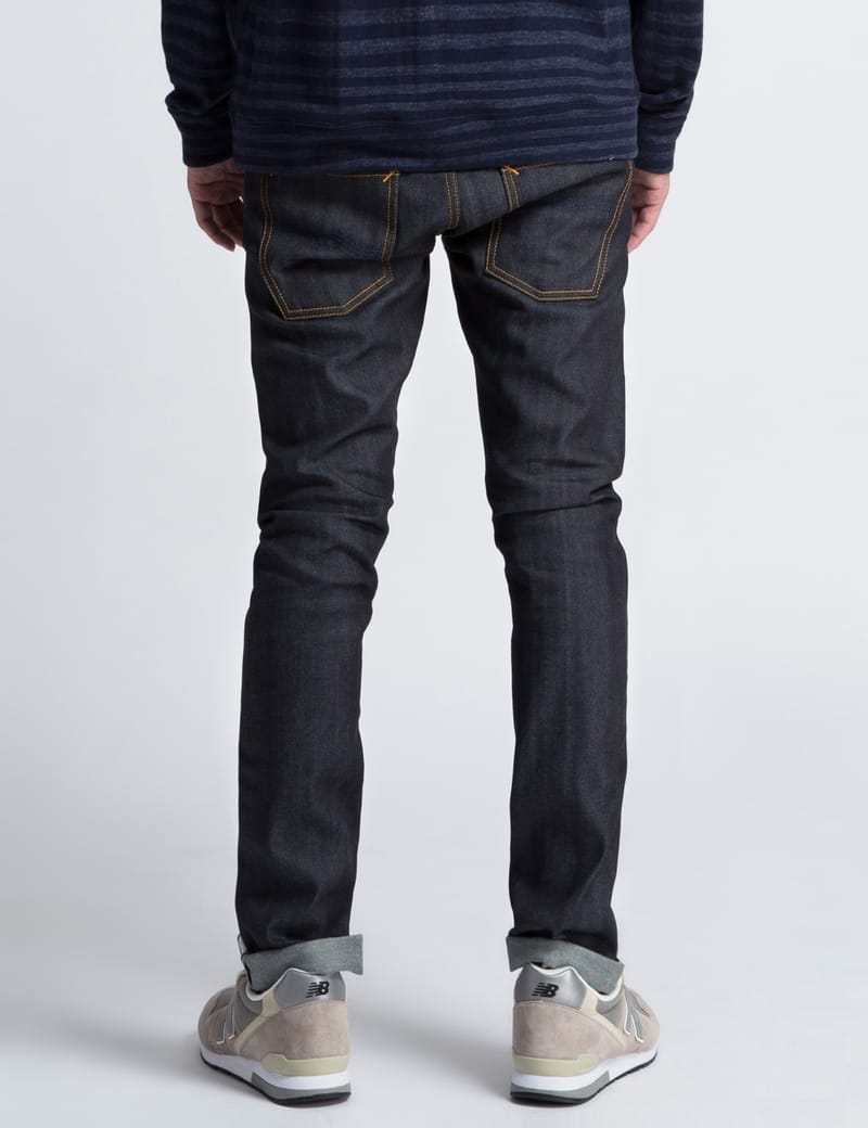 Nudie Jeans - Tape Ted Dry Selvage Comfort Blue Denim Jeans | HBX