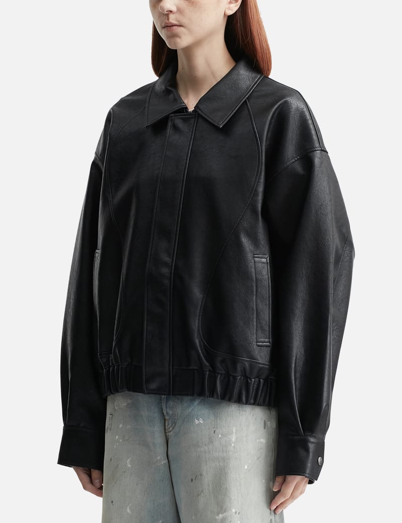 DEINET YEONJUN GGUM X DEINET Fringe Jacket - Black faux-leather