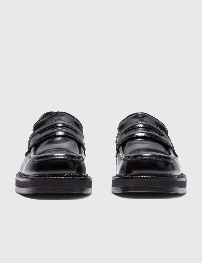 Black Square Toe Loafers by AMI Paris on Sale