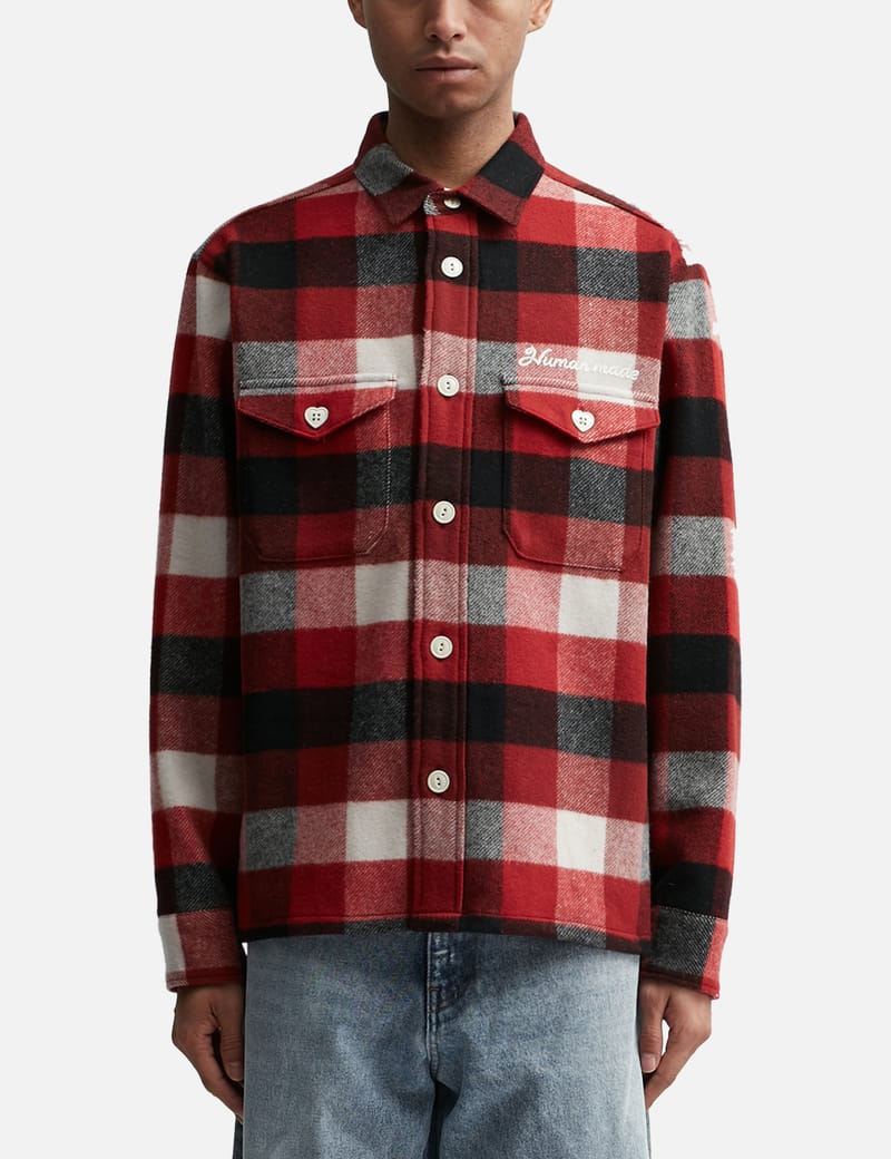 Red and black hot sale check shirt mens