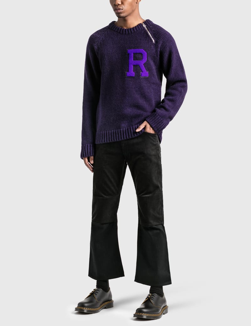 Raf Simons - Letter Badge And Zipper Raglan Sweater | HBX