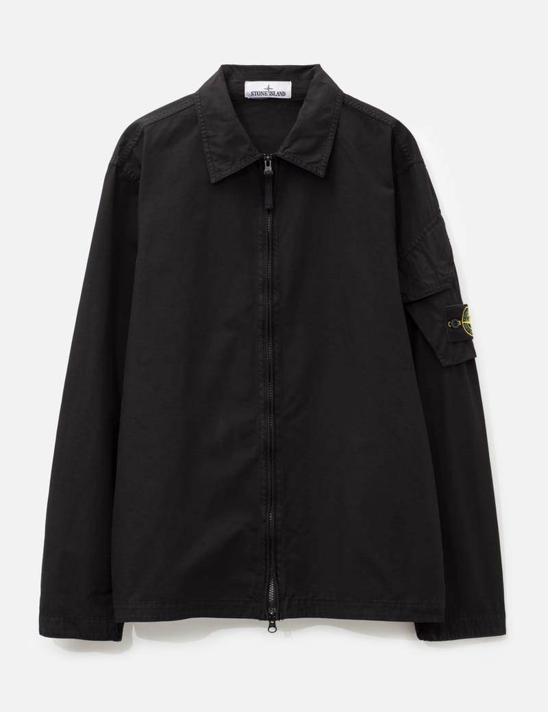 stone  ナイロンシャツ　XL ブラック canvas-weave-arm-pocket-zip-up