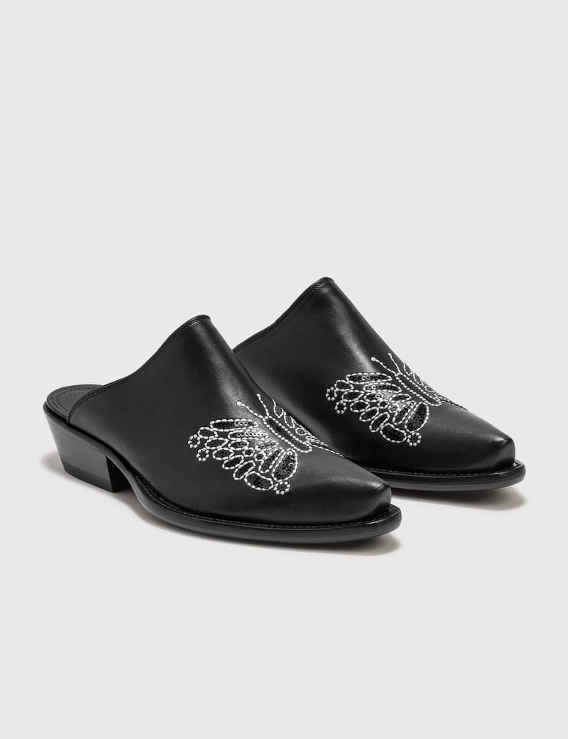 Needles - Heeled Papillon Embroidered Mule | HBX - HYPEBEAST 為您