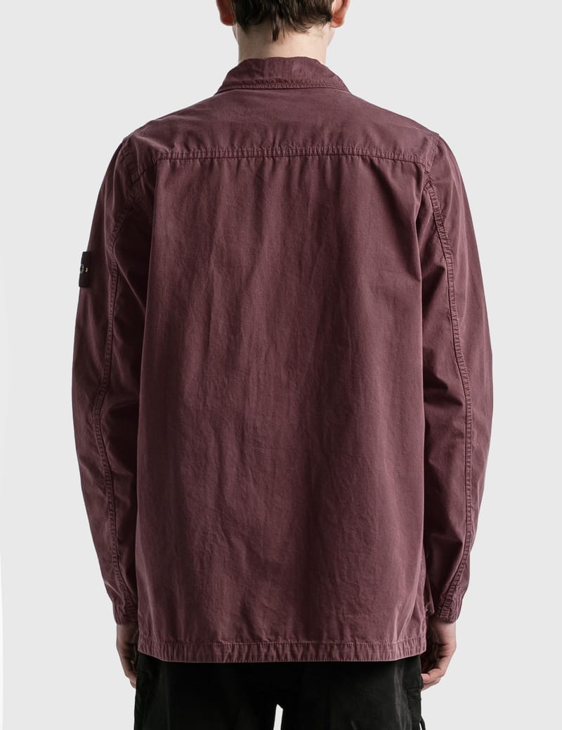 Stone Island - 'Old' Effect Garment Dyed Cotton Canvas Shirt