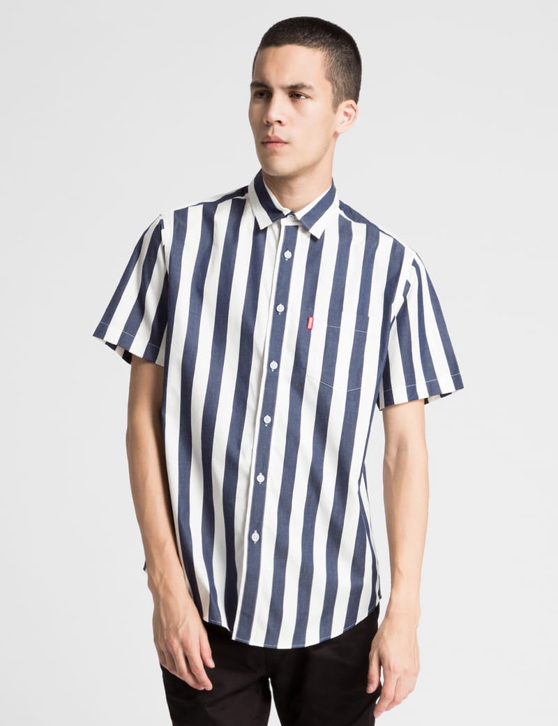 GRIND LONDON - Blue/White Stripe SS Shirt | HBX - Globally Curated