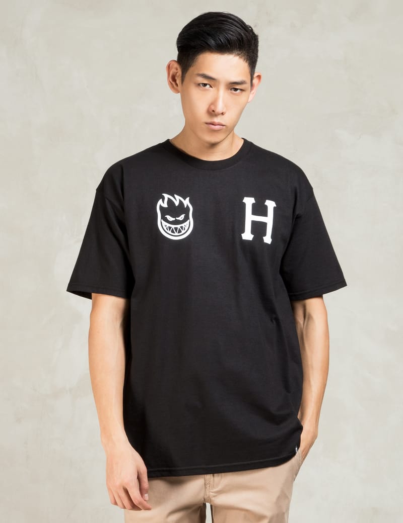 Huf Black Huf X Spitfire Logo T shirt HBX Globally Curated