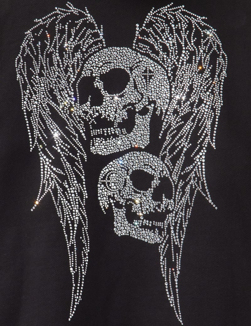 THUG CLUB TC Angels Crystal Embellished Hoodie - Oversized black