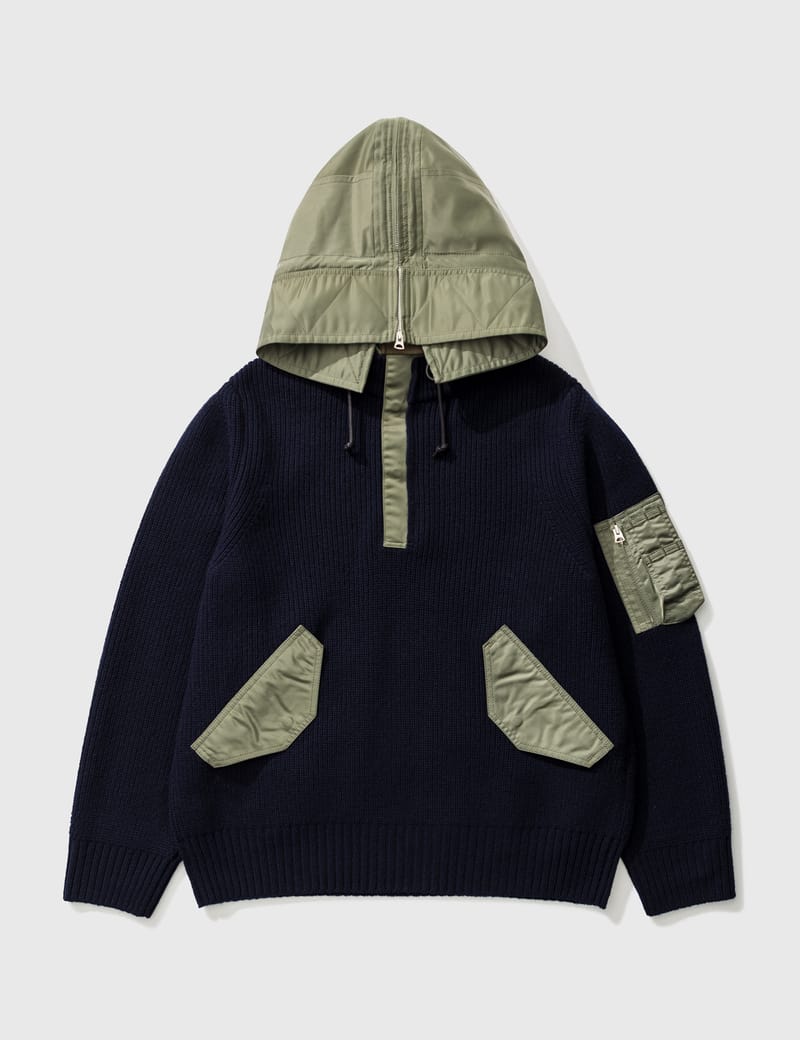 Sacai - Wool Knit Hoodie | HBX - HYPEBEAST 為您搜羅全球潮流時尚品牌