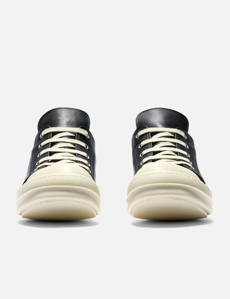 Rick Owens Low Sneaks - Minimal leather lace-up sneakers with