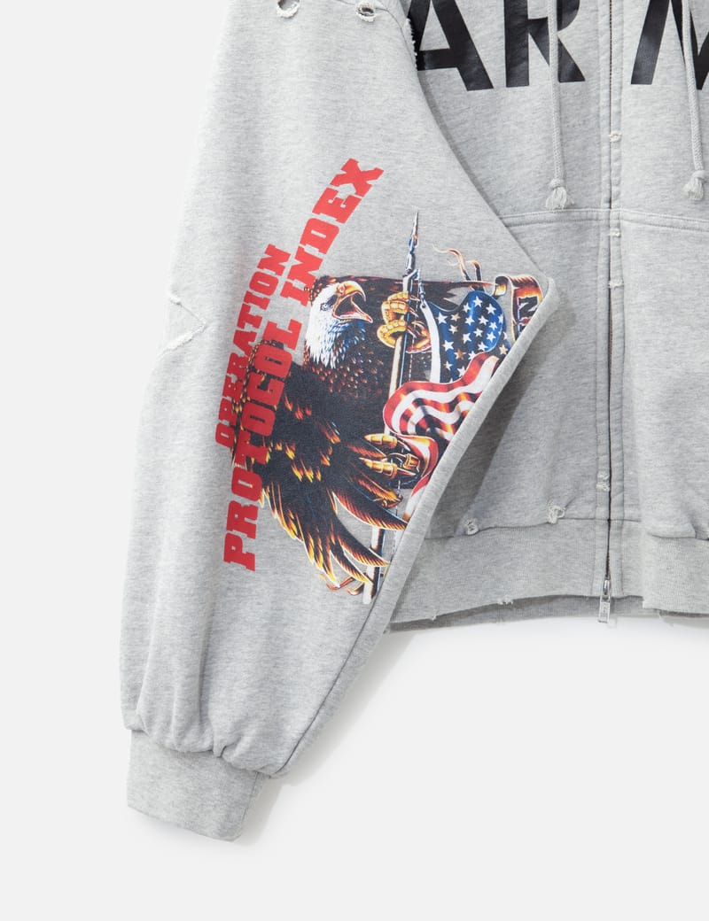 Protocol-Index Reconstructed Sweatshirts Zip Hoodie - Military