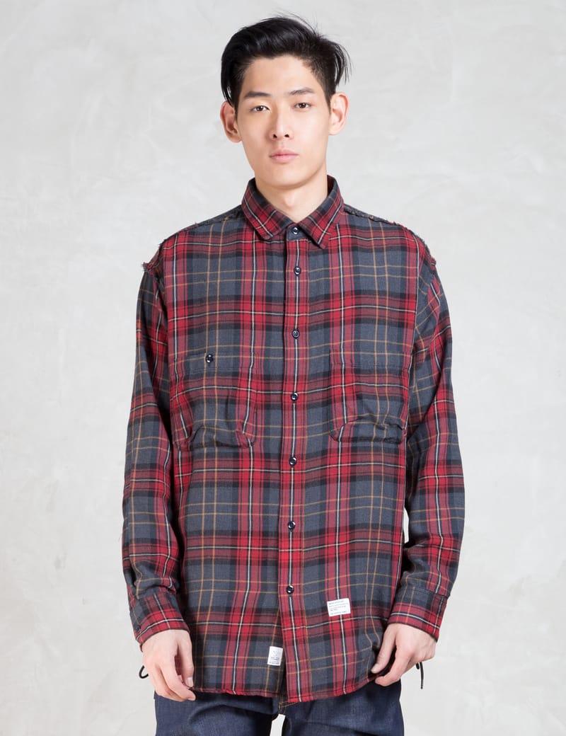 Magic Stick - Red Over Size Lace Up Nel L/S Shirt | HBX - Globally