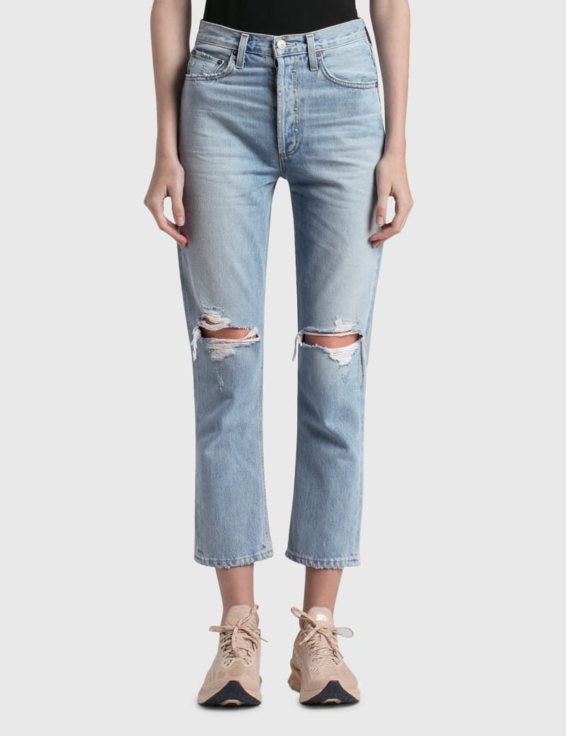 agolde riley high rise straight crop jeans