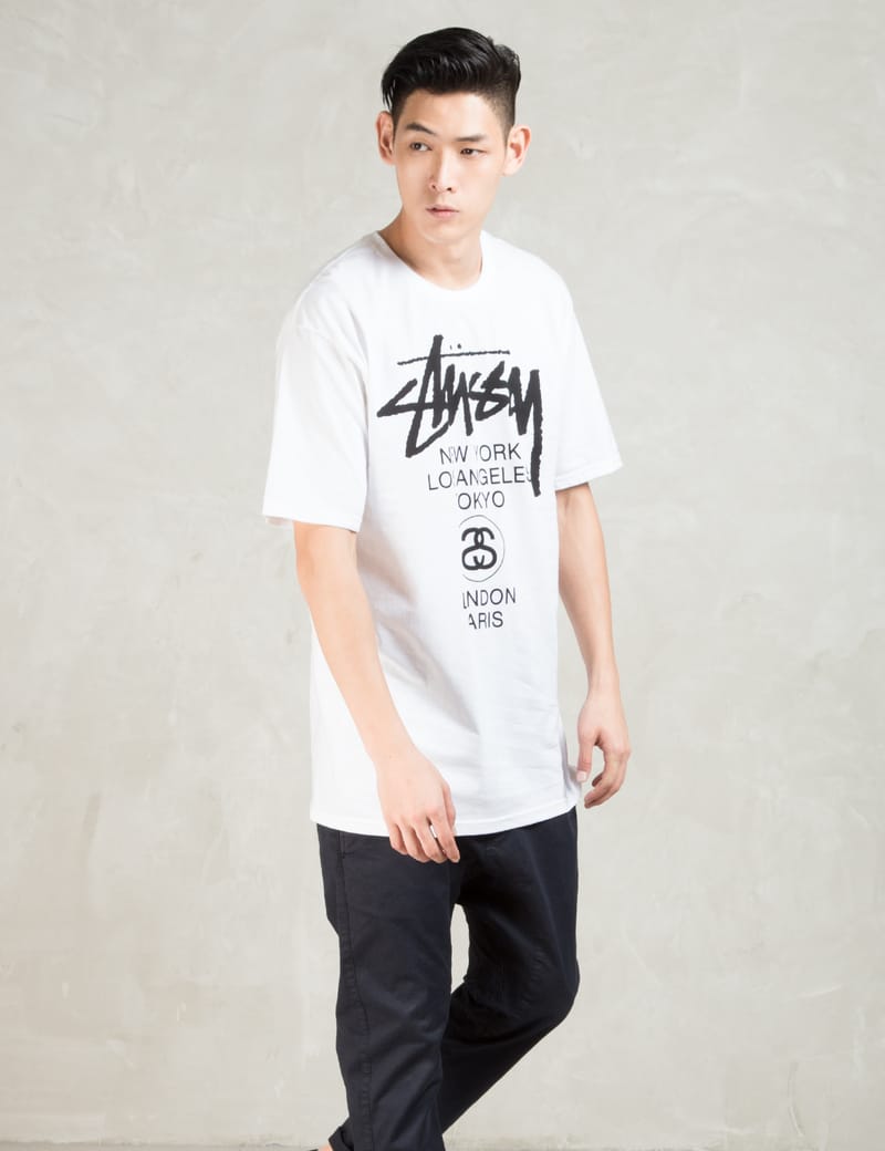 Stüssy - White World Tour T-Shirt | HBX - Globally Curated