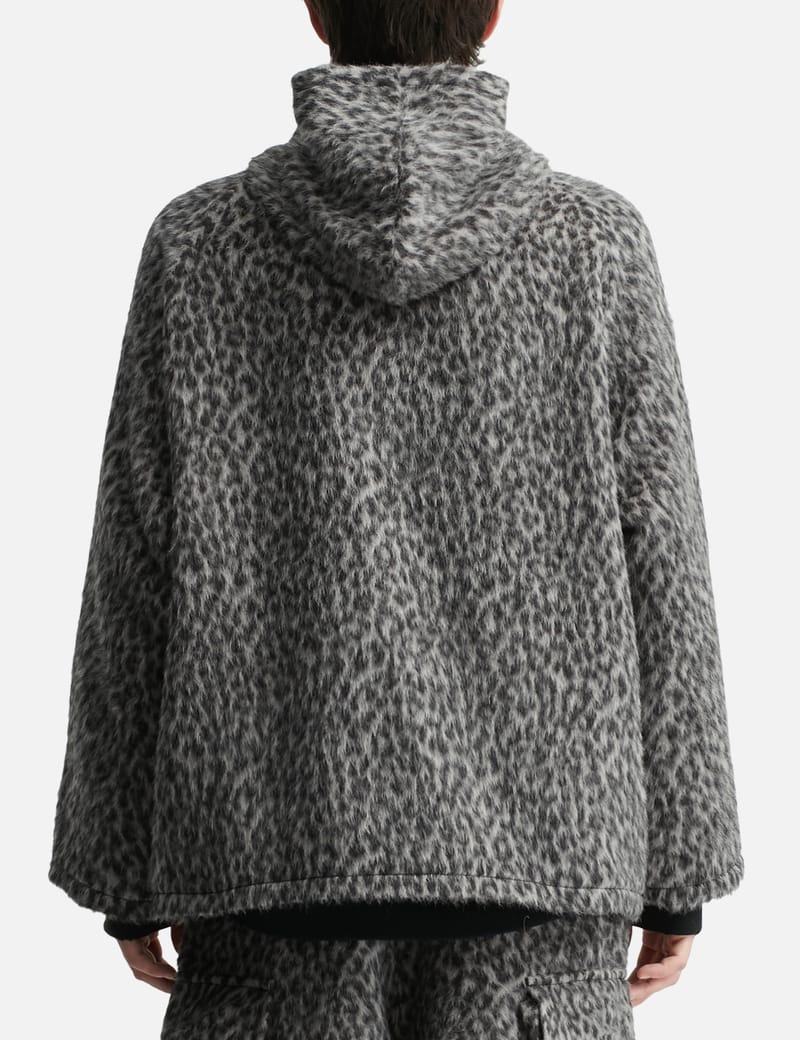 Needles Over Parka - 日本製アルパカ混シャギー、全面レオパードの