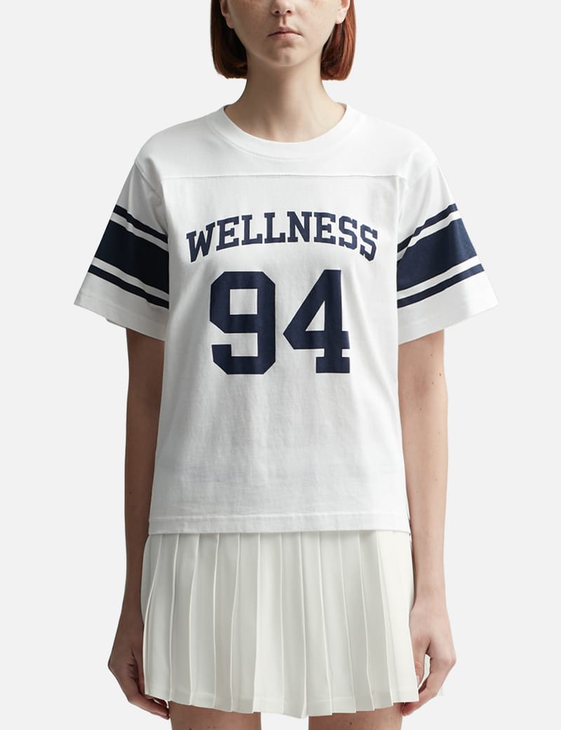 トップス Sporty and Rich WELLNESS 94 Rugby Tee M Wellness 94 Rugby Tee - White/Faded Gold/Faded Black