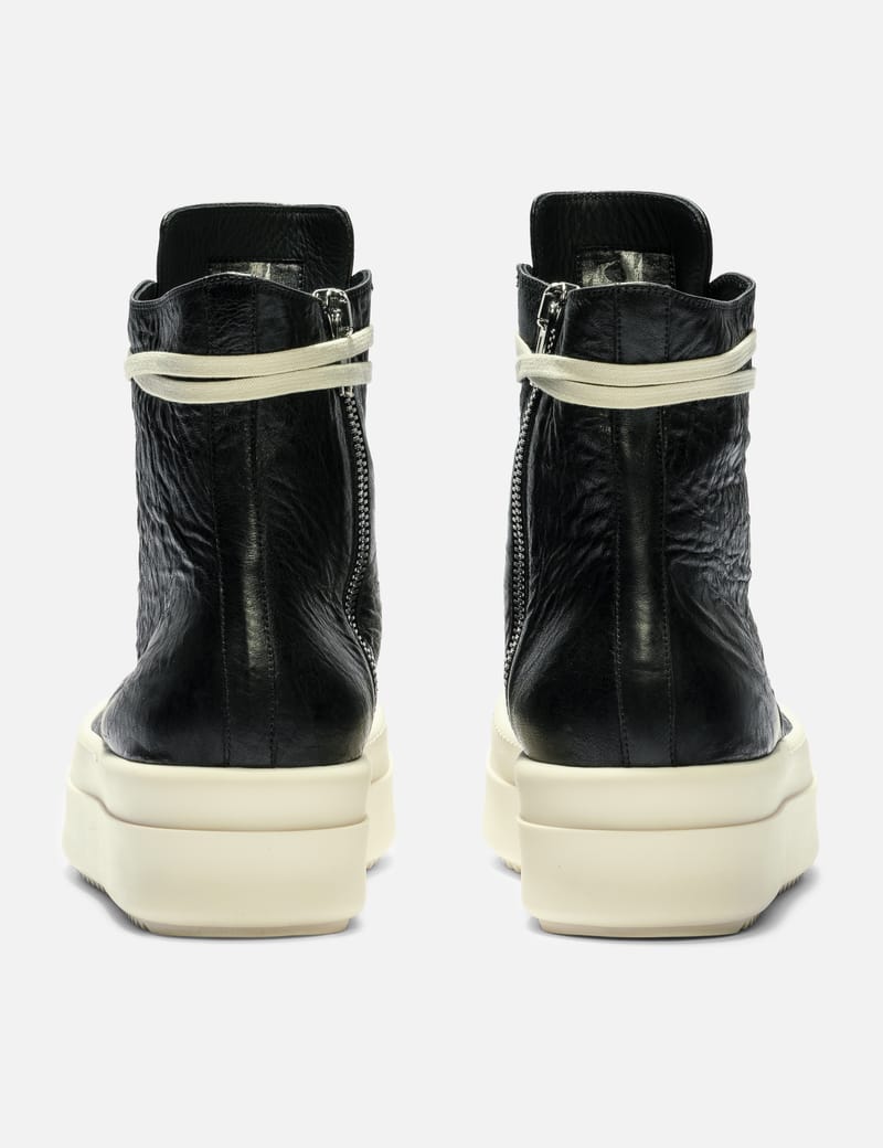 Rick Owens Mega Bumper Sneaks in Tumbled Lamb Leather - Shark