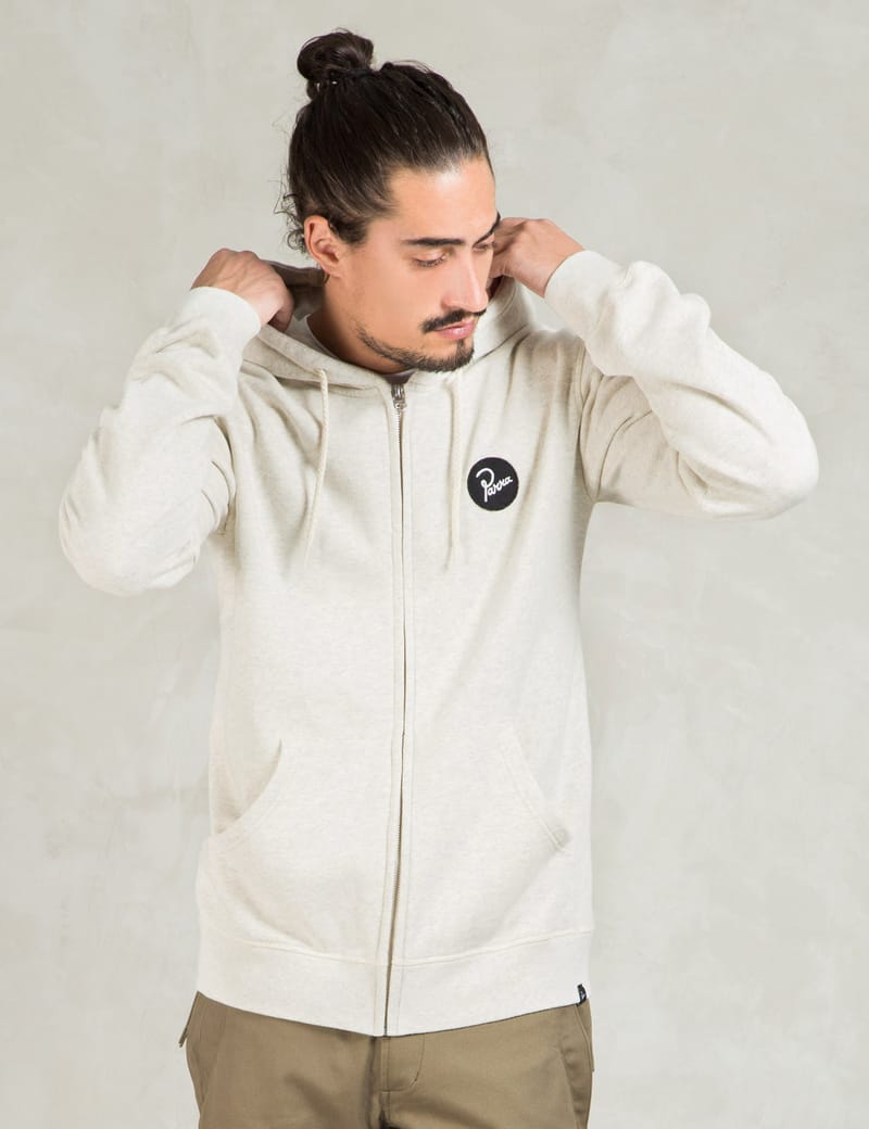 Parra - Grey Circle Patch Zip Up Hoodie | HBX - Globally