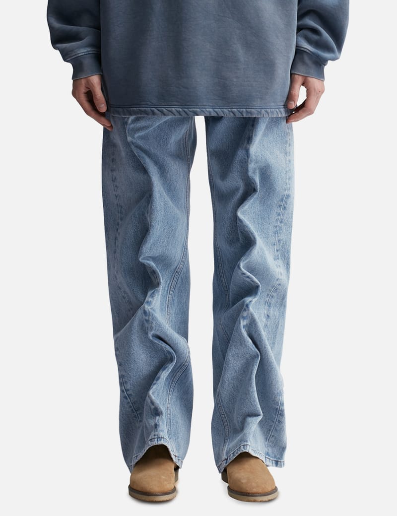 Y/Project Wire wide-leg Jeans | Blue | FARFETCH