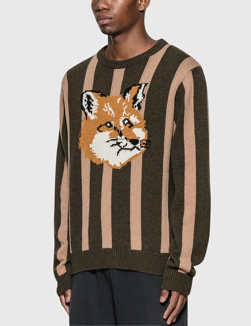 Maison Kitsuné - Jacquard Fox Head Stripe Pullover | HBX