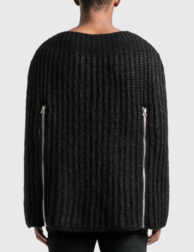 トップス raf simons 22ss shoulder piece Raf Simons Black Embroidered Shoulder Patch Sweater Raf Simons