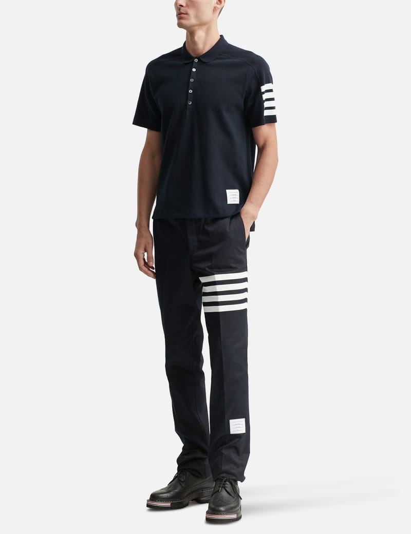 Thom Browne Cotton Twill 4-Bar Unconstructed Chino Trousers - Navy