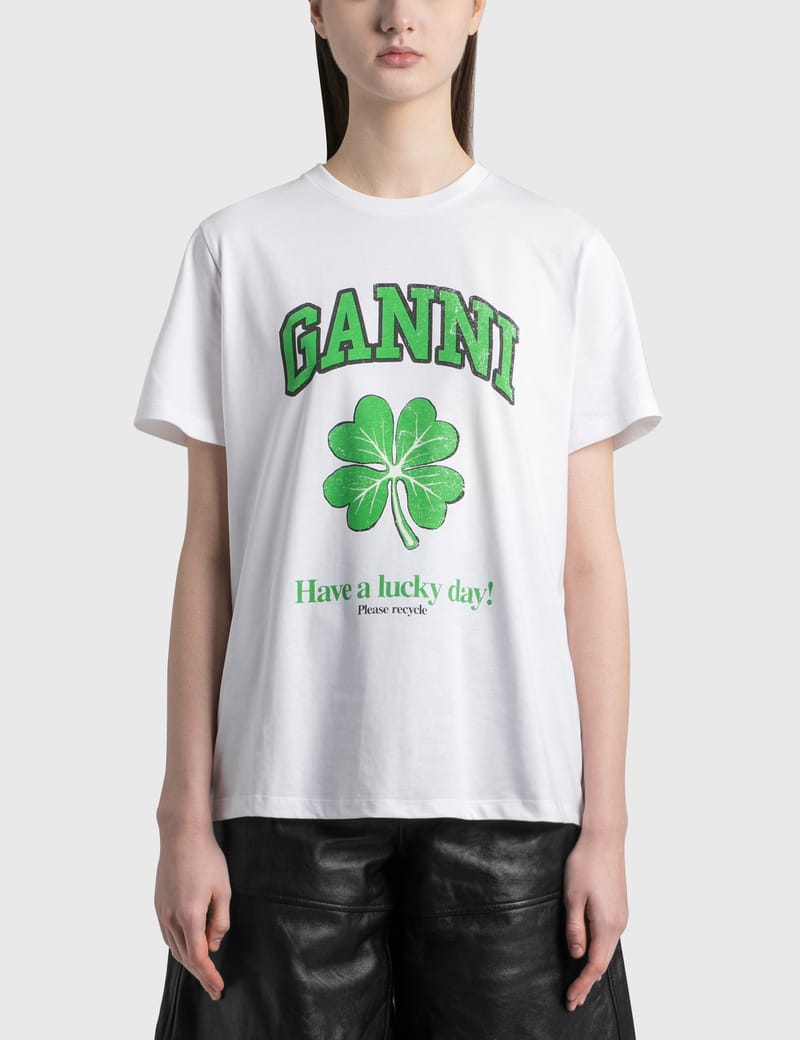 Ganni - Lucky Day Basic Cotton Jersey T-Shirt | HBX