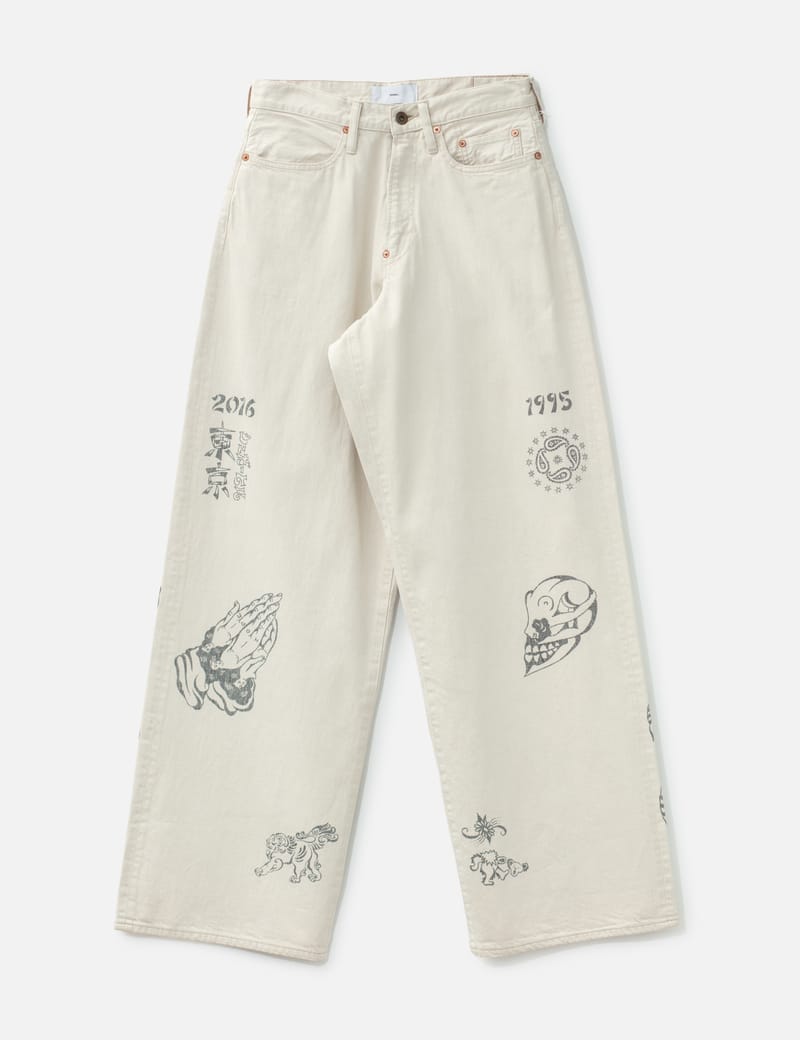 SUGARHILL / TATTOO FLASH PRINTフレアデニム SUGARHILL Tattoo Flash Print Modern Denim Wide Cut - Wide-leg ecru