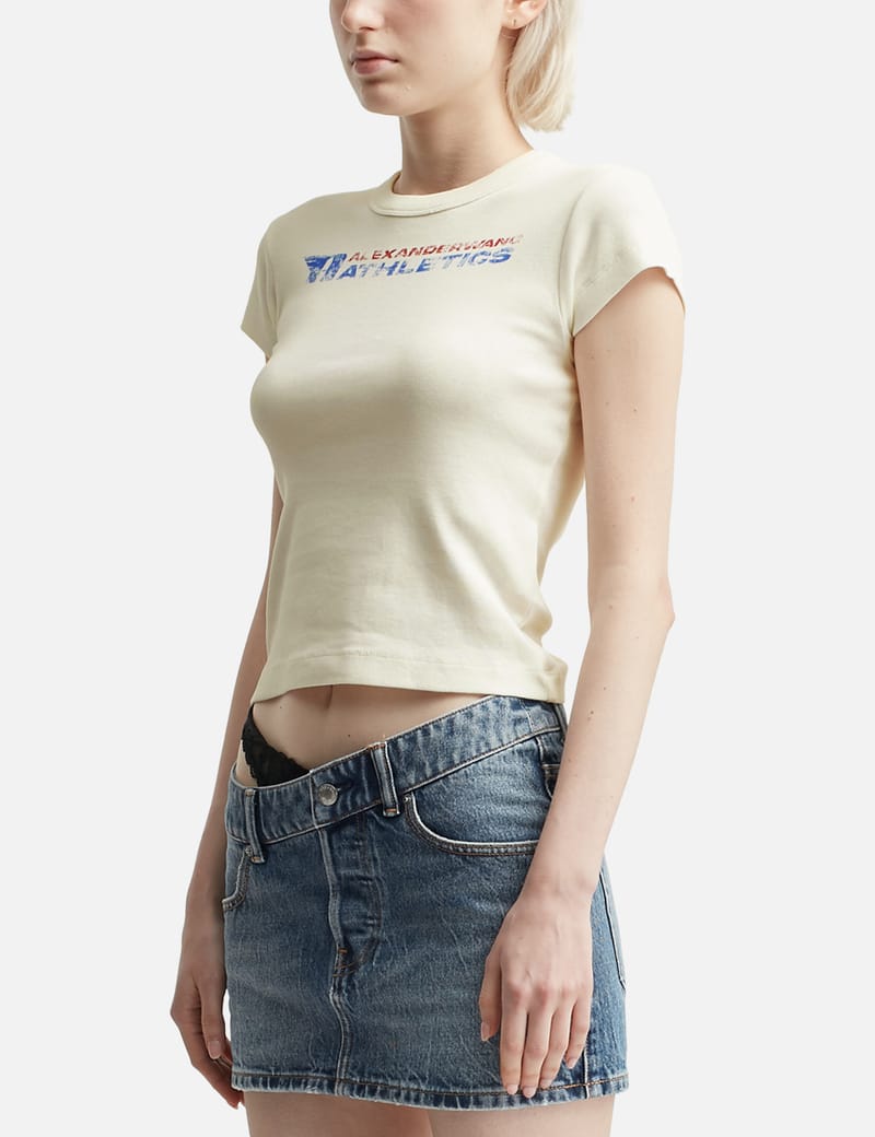 Tシャツ・カットソー ALEXANDER WANG CROPPED T-SHIRT WITH LOGO T By Alexander Wang - Distressed Logo T-shirt | HBX