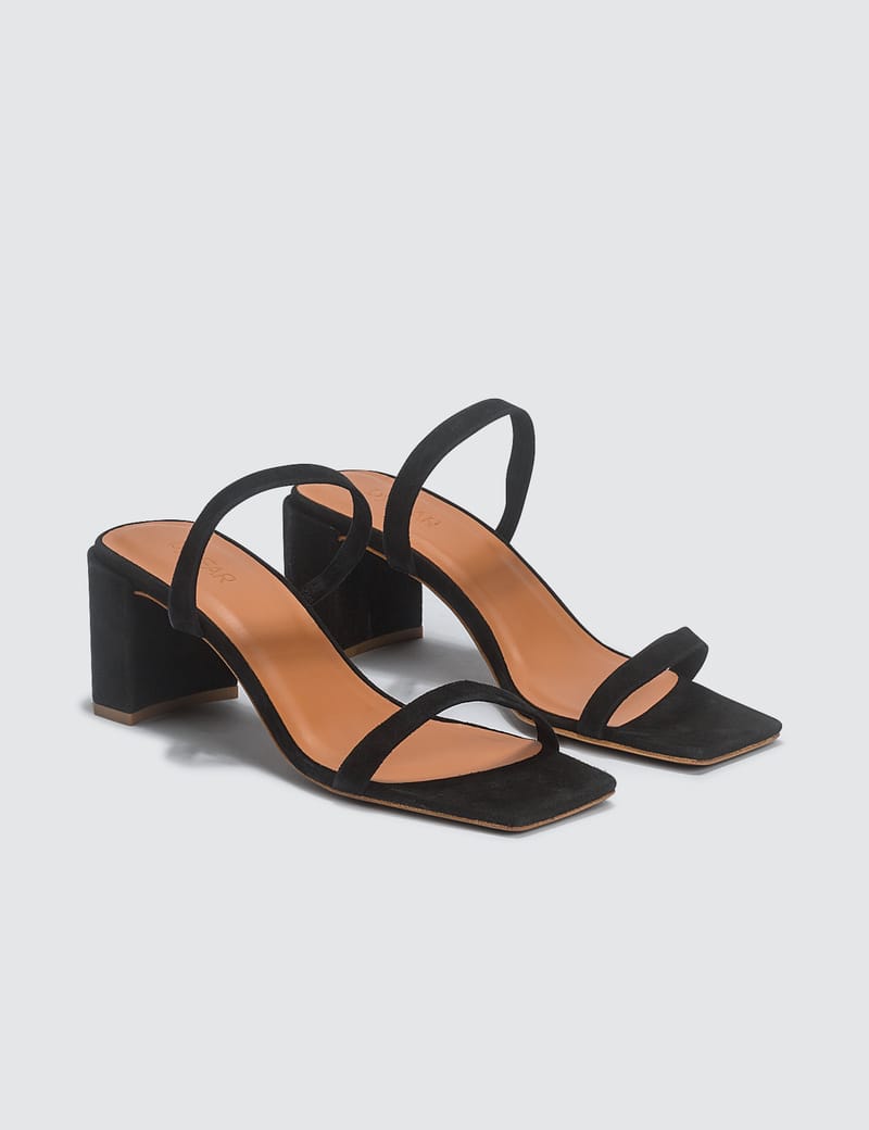 BY FAR - Tanya Black Suede Sandals | HBX - Globally Curated